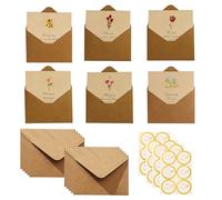 CZAKOMIX 24 Juegos De Tarjeta Regalo,Sobres Regalo,6 Estilos Diferentes De Tarjetas De Felicitación De Flores Para El Día San Valentín,Navidad, Bodas,Con Sobres Y Ronda De Cierre De Pegatinas Incluido