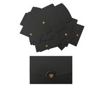 CZAKOMIX 40PCS Mini Sobres, Papel Nacarado Sobres, con Cierre De Corazón, Bodas Sobres, Cumpleaños Sobres, Invitaciones Sobres, Para Acción De Gracias, Boda De Bricolaje Mini Creativo Sobres(Negro)