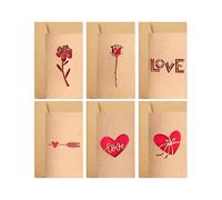 CZAKOMIX Tarjeta Aniversario,12 Tarjetas de felicitación del Día de San Valentín en Seis Estilos, Con sobre y páginas interiores rojas, Adecuadas para en Cumpleaños, Día de San Valentín, Aniversarios