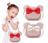 CZAYEFNH 2 Pack bolso niña, Bolsos para niña, Bolso de Hombro con Lazo para Niñas Pequeñas, Ajuste de la correa para el hombro bolso de salida de moda para niños Regalo