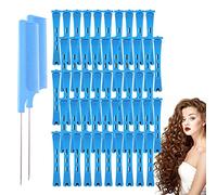 CZAYEFNH 50pcs Barras de Onda Fría, Varillas de Permanente de Pelo Rodillos de Pelo Rulos de Barras de Permanente con 2 Peines de Cola de Rata de Acero para Peluquería (Azul, 0,35 Pulgada)
