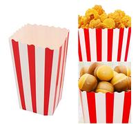 CZAYEFNH 50Pcs Cajas Palomitas, Paquetes de Palomitas, Caja de Raya para Dulces, Cine Pequeñas Cajas de Palomitas de Maíz, Blancas y Rojas Cajas de Palomitas de Maíz para Fiesta, Cumpleaños, Boda