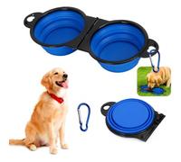 CZAYEFNH Bebedero Portátil para Perros Azul - Comedero Plegable 2 en 1 de Excelente Silicona para Alimentación y Agua, Ideal para Viajes, Senderismo y Paseos