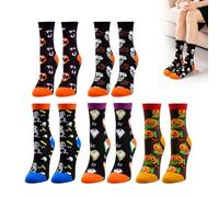 CZAYEFNH Calcetines Divertidos Mujer Algodón，5 pares de calcetines de Halloween para mujer, calabazas, esqueletos, murciélagos y fantasmas，35-40