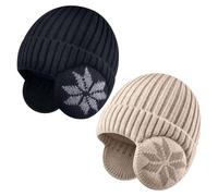 CZAYEFNH Gorro Hombre，Conjunto de 2 Piezas de Gorro de Punto Elástico, Transpirable y Diseño Moda，Gorro de Invierno con Protección Doble para Oídos y Forro Suave