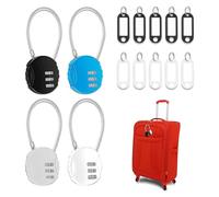 CZAYEFNH Juego de 4 Candado con Combinacion 3 Digitos, Candados de Seguridad de Cable Acero Flexible con Etiqueta Equipaje, candado con código numérico para viajes, mochilas, maletas de vacaciones