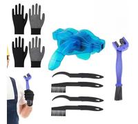 CZAYEFNH Kit Limpieza Cadena Bicicleta 8 Piezas Limpiador Cadena Bici Azul con cepillos y Guantes para Mantenimiento MTB Carretera Urbano
