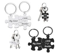 CZAYEFNH Llaveros para hermanos y hermanas - Set de 2 piezas divertidas en acero inoxidable, diseño para ella y él, tamaño compacto ideal para mochilas y llaves, regalo original para cumpleaños y Nav