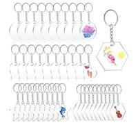 CZAYEFNH Pack De 120 Llaveros De Acrílico - Colgantes Transparentes De Acrílico con Anillas Y Argollas para Proyectos DIY Y Diseño Personalizado De Llaveros.