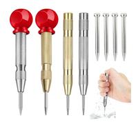 CZAYEFNH Punzón Central Automático，4 piezas Punzon Automatico Punzones para Metal Punzones Central Punzonado Central Ajustable con 4 Puntas de Repuesto para Madera Plástico Ventanas Metal