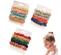 CZAYEFNH Set De 15 Scrunchies De Satén Sedoso - Gomas Para El Cabello Elegantes De Satén - Scrunchies Suaves Y Duraderos Para Mujeres, Ideales Para Uso Diario Y Ocasiones Especiales