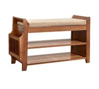 CZDANG 2 Tier Shoe Storage Bench with Cushion Seat, Bamboo Shoe Rack Bench with Drawers, Put On Shoes for Entryway Hallway Living Room(62 * 30 * 49.5cm)