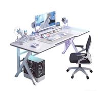 CZDANG Computer Desk，Computer PC Gaming Table Carbon Fiber Surface Sturdy PC Desk for Home Office,Industrial Design(Blanco,120 * 60 * 75cm)