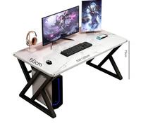 CZDANG Gaming Desk，Computer PC Gaming Table with Cable Management Holes, Sturdy PC Desk X Shape for Home Office,Industrial Design(Blanco,120 * 60 * 75cm)