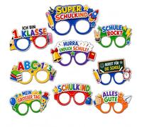 Czdtq Juego de 9 gafas de fiesta para el comienzo del colegio 2026, gafas de papel para decoración de escolarización, accesorios de introducción escolar, decoración de regreso a la escuela, accesorios