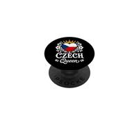 Czech Queen Czech Republic Flag Proud Czech Woman PopSockets PopGrip Adhesivo