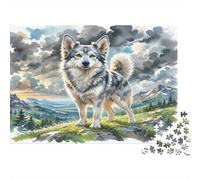 Czech Wolfdog Rompecabezas de Papel Grueso Husky en Colina de Hierba con Montañas, Pack Regalo de Amigo Invisible de Entrenamiento Cerebral para Adultos Mayores 52x38cm/1000 Piezas
