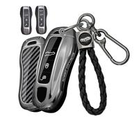 CZEMAM Cubierta de llave de fibra de carbono para Porsche Panamera 971/972 | Funda protectora de metal para llaves de 2/3/4 botones para Cayenne Coupe 9YA 2018-2025 911 992 llavero de aleación de zinc