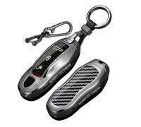 CZEMAM Funda de fibra de carbono para llave Porsche Keyless 911 991 718 | Funda protectora de metal para llaves Cayman 981 982 718 Cayenne 958 Macna 95B, accesorios de aleación de zinc, llavero negro