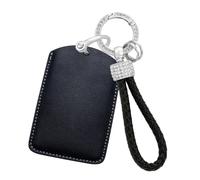 CZEMAM Funda de piel sintética para tarjeta de llave Volvo EX30, EX40, EX90 | Juego de llaveros trenzados minimalistas con diamantes de imitación brillantes y antiarañazos para Polestar 3, 4, 5 2025