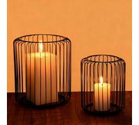 Czemo Candelabros para Velas,Juego De 2 candelabros Decorativos de Velas,Portavelas Decoracion Hogar Moderno,Negro,13 x 16cm und 18 x 21cm