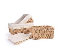 Czemo Cestas Almacenaje Cesta Tejida 3 Piezas cajas almacenaje cesta mimbre cesta decorativa para Bodas Cocinas canasta de juguetes Estantes oficinas mesa de comedor habitación infantil sala de estar