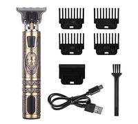 Czemo Cortapelos Eléctrico Profesional Cortadora Maquina Cortar Pelo para Hombres Recargable Cortapelos Cortadora de Barba con Pantalla de Visualización Digital LED con 3 Peines Guía (Dorado)