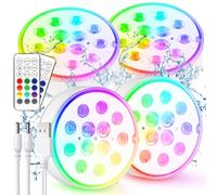 Czemo Luces para Piscina Sumergible Recargable Luces LED Piscina Desmontable con Mando a Distancia Luz Piscina Impermeable IP68 para Jardín, Acuario (Multicolor-4 piezas)