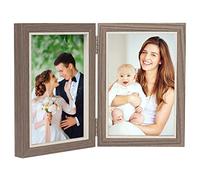 Czemo Marco para fotos doble 10x15 cm Plegable de Cara de Vidrio de madera Transparente Imágenes marcos Madera Marco para Retrato Varias Fotos Marco Decoración hogareña Día de la Madre Boda