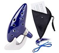 Czemo Ocarina Zelda 12 Agujeros Instrumento Cerámica Alto C, Soporte Blanco, Cuerda, Bolsa, Instrucciones