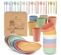 Czemo Vajilla de camping 6 Personas, Juego de Platos Camping Platos y Cubiertos Kit de Camping con Platos, Cuencos, Tazas, Tenedores, Cucharas para Picnic Senderismo Trekking