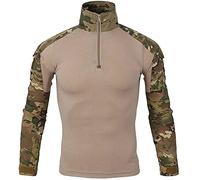 Czen Camisas Militares tácticas para Hombres Camisa de Manga Larga de Camuflaje Camisa de Manga Larga con Cremallera 1/4 Camisa de Senderismo del ejército al Aire Libre (cpmc, 3XL)