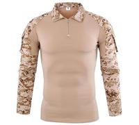 Czen Camisas Militares tácticas para Hombres Camisa de Manga Larga de Camuflaje Camisa de Manga Larga con Cremallera 1/4 Camisa de Senderismo del ejército al Aire Libre (smsm, 3XL)