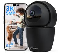 CZEview 3K Cámara de vigilancia WiFi Interior, 5MP Cámara para Mascotas, Visión Nocturna, 360°, Notificaciones en Tiempo Real, Detección de Movimiento, Ruidos, Compatible con Alexa (Negro)