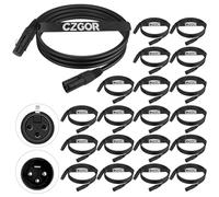 Czgor Cable DMX de 6.5 pies, paquete de 20 flexibles de 3 pines XLR macho a hembra, adecuado para señal de iluminación de escenario DMX512