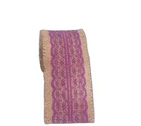 CZHJM 6 cm * 2 Metros/Rollo 2/4 Rollo de Cinta de arpillera Azul con Encaje Cinta de Lino Rollo de Cinta de arpillera Cinta de Yute Trenzada para Manualidades Adorno Trenzado Gimp