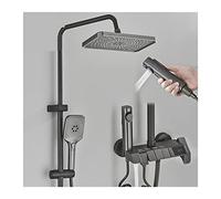 CZKVKTER Digital Lcdtatic Shower Mixer Set with 4 Functions Wall Mounted Rainfall Shower System Intelligent Piano Keys Control Hot and Cold Water White (No Lcd)/1/Gray Lcd