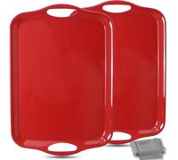 CZLIZDYT Bandeja grande de melamina con asas, 17.5 x 12 pulgadas, juego de 2 bandejas rectangulares de melamina, aptas para lavavajillas, para comer, aperitivos, embutidos, aperitivos, frutas,