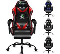 Czlolo - Silla para juegos con reposapiés, soporte lumbar para videojuegos con patas de metal, silla reclinable con respaldo alto con reposacabezas, silla de computadora giratoria de oficina para