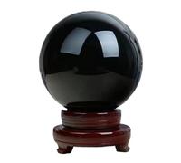 CZMDKEXM 1pcs 40mm Black Obsidian Sphere Crystal Magic Ball Stones Home Decor Without Base