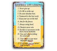 CZMDKEXM Baseball Life Lessons Retro Metal Sign Motivational Sports Quote Vintage Tin Wall-Art for Man Cave Game Room Bar Garage 8 X 12 inch
