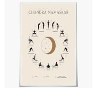 CZMDKEXM Boho Moon Yoga Wall Art - Spiritual Meditation Poster with Yoga Poses, Canvas Print for Room, Studio or Home Decor(Framed,16x24inch(40x60cm))