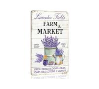 CZMDKEXM Botanical Flower Art Metal Tin Sign Lavender Fields Theme Vintage Rustic Decor for Living Room or Bedroom 8 X 12 inch