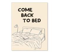 CZMDKEXM Come Back to Bed Canvas Print, Minimalist Brown Line Art, Vintage Sketch Style Poster for Bedroom & Dorm Wall(Unframed,16x24inch(40x60cm))