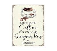 CZMDKEXM Drink Some Caffeine Put On A Song Handle It Funny Coffee Metal Tin Sign Humor Wall Decor for Office Cafe Kitchen 8 X 12 inch
