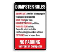 CZMDKEXM Dumpster Rules Retro Metal Sign Humorous Property Management Vintage Tin Wall-Art for Apartment Garage Alley 8 X 12 inch