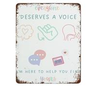 CZMDKEXM Everyone Deserves a Voice Sign Inspirational Quote Vintage Tin Metal Wall-Art for Office Counseling Room Home Decor 8 X 12 in