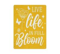 CZMDKEXM Floral Inspirational Sign Live Life in Full Bloom Metal Tin Plaque Rustic Wall Decor for Bedroom Living Room Farmhouse Home 8 X 12 in