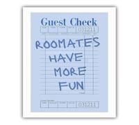 CZMDKEXM Funky Light Blue Aesthetic Wall-Art Funny Roommates Check Vintage Quote Preppy College Dorm Poster for Apartment Girls Bedroom(Framed,08x12inch(20x30cm))