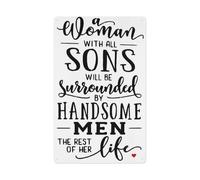 CZMDKEXM Funny Mother Quote Woman with All Sons Vintage Metal Sign Rustic Tin Wall Plaque Family Humor Decor 8 X 12 inch